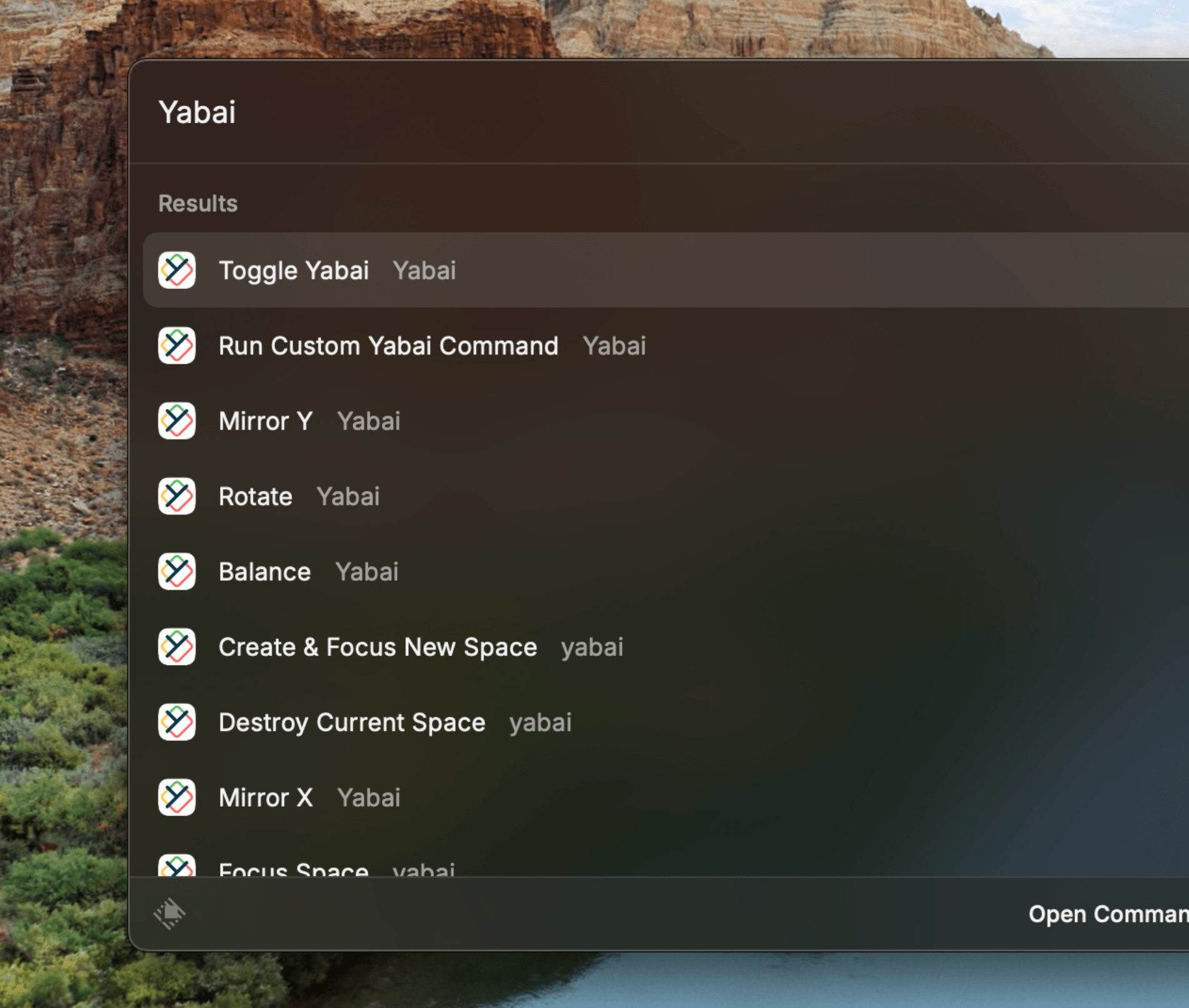 Yabai Raycast extension - TypeScript integration for Yabai window manager